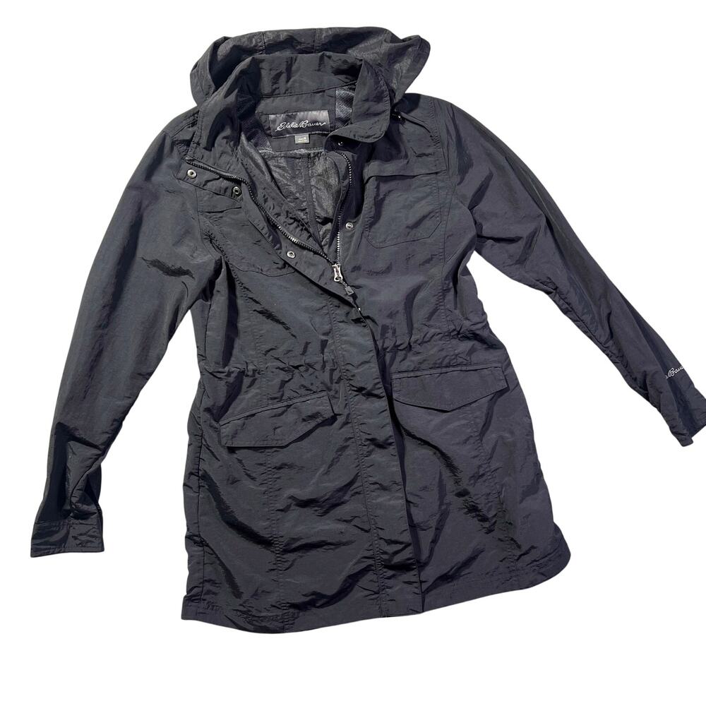 Eddie Bauer Lightweight Hooded Utility Raincoat Jacket